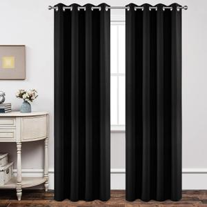 Joydeco Blackout Curtains 95 Inch Length 2 Panels Set, Thermal Insulated Long Curtains& Drapes 2 Burg, Room Darkening Grommet Drapes for Living Room Bedroom Window (W52 x L95 Inch, Black)