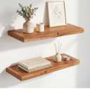 18 Inch Floating Shelves, Solid Wood Wall Shelves, 8 Inch Deep Floating Shelf for Bathroom, Bedroom, Living Room, Kitchen, Home Decor & Storage, Heavy-Duty Wooden Shelf Wall-Mounted, Set of 2