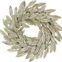 Christmas Wreath Golden Leaves Xmas Wreath Artificial Garland Door Front Hanging Garland for Xmas Festival Door Wall Windows Decor 3 PCS