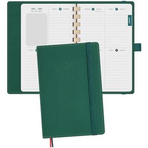 2 x BEZEND Pocket Planner 2026 Weekly and Monthly (4.25" x 6.75") Equal Ruled Space Even Weekends (Jan-Dec 26) Work Home School Women, Card Slots & Refillable PU Leather Softcover - Evergreen