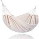 SUNCREAT Camping 2 Person Canvas Hammock, Double Travel Hammock, 475 lbs Capacity, Natural (Beige)