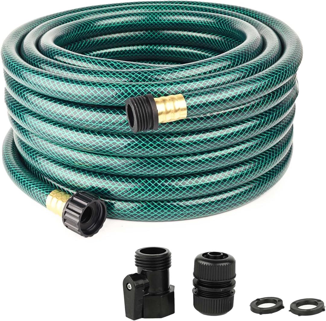 ORGRIMMAR 75FT Flexible Water Hose: 5/8" Heavy Duty Green Hose with Solid Brass Fittings - Lightweight and Durable for Garden and Outdoor - Efficient Irrigation for Gardeners Homeowners