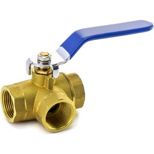 QWORK Series 3-Way (L-Port) Ball Valve, Lever Handle, BSPP Female (3/4'') Made of Forged Brass 1 Pack (DN20)