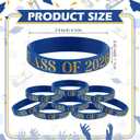 WinnerWhy 50 Pcs Class of 2026 Wristbands Graduation Bracelets 2026 Prom Silicone Grad Wristbands Celebrating Rubber Bracelets Graduation Gift for Even Party Favors Supply(Blue)