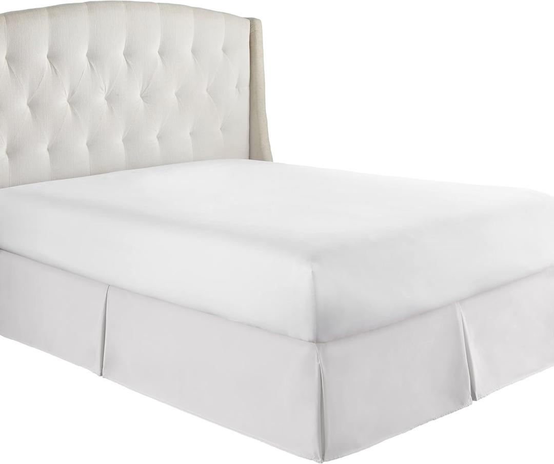 HC Collection Bed Skirt, Soft Microfiber Box Spring Cover, Bed Skirting Queen Size, 14" Inch Drop, Wrinkle & Fade Resistant - White