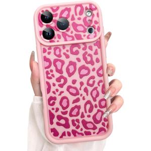 KANGHAR Case Compatible with iPhone 17 Pro Max Leopard Printed Pattern Cute Cheetah Phone Case Soft TPU Shockproof Protective Cover Designed for iPhone 17 Pro Max 6.9 Inch Pink