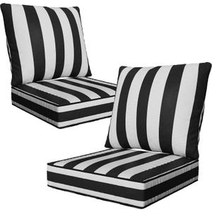 24" x 24" x 6" Outdoor Deep Seat Cushions Set - 2 Set Waterproof & Fade Resistant Patio Furniture Replacement Cushions, Non-Slip Outdoor Cushions Fit Loveseats, Couches, Chairs, Sofas.