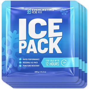 Rapid Performance Reusable Ice Packs for Coolers or Lunch Box | 4 Pack | Cold for Up to 12 Hours | Ice Packs for Cooler, Long Lasting for Camping, Beach, Large / 600 Grams
