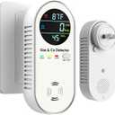 4-in-1 Natural Gas Leak Detector & Carbon Monoxide Detectors - Carbon Monoxide Detectors Plug in - Natural, Propane, Co & Gas Detector, Temperature & Humidity Detectors for Home, RV