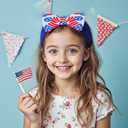 Baby girl bows Newborn Headband Hair Bows for Infant Toddlers with Double bows 4.5in*3.5in (Heat flag& red stripe)