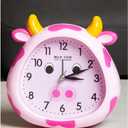 Kids Alarm Clock Cow Alarm Clock for Kids Bedroom, No Battery, Cute Bedside Clock Children's Sleep Trainier, Wake Up for Boys Girls Birthday Gifts (White)
