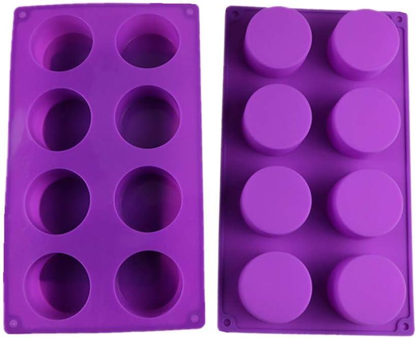 8-Cavity Round Silicone Mold for Soap, Cake, Bread, Cupcake, Cheesecake, Cornbread, Brownie, Muffin, and More (Round, 2 Pack)