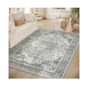 jinchan Area Rug 5x7 Floral Rug Distressed Grey Thin Vintage Retro Indoor Non Slip Gray Carpet Kitchen Living Room Bedroom Dining Room