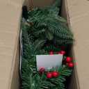 WellSign 24 Inch Artificial Christmas Wreaths for Front Door, Large Winter Green Pine Wreath with Red Berries and Hangers, Real Touch Door Wreath for Wall Window Fireplace Indoor Outdoor Home Decor