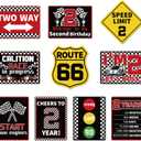 Two Fast Birthday Decorations for Boys, Set of 10 2nd Race Car Wall Signs Funny Tags for 2 Year Old Party Decor Table Centerpieces Door Wall Windows Signs Picture Props for Boys