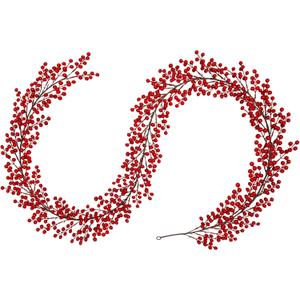Breeze Touch 8.8FT Christmas Red Berry Garland, Cranberry Holly Berry Garland for Christmas Tree, Mantle, Fireplace, Window and Outdoor Holiday Decoration