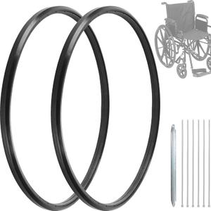 CALPALMY 2 Sets of Universal 24" x 1" Flat-Free Polyurethane Rear Wheel Replacement Tires for Manual Wheelchairs Durable and Reliable Wheelchair Tire Replacement