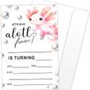 Axolotl Birthday Party Invitation Cards for Kids, 20 Party Invites with Envelopes, Cute Pink Ocean Animal Birthday Invitations for Boys Girls Teens Children, Axolotl Birthday Party Decorations -L863