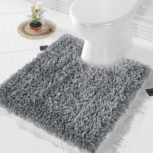 Yimobra Toilet Rugs U Shaped Washable, Extra Thick Soft Absorbent Chenille Contour Bathroom Rugs for Toilet 24x20 Inch, Quick Dry Non Slip Toilet Mat for Bath Floor