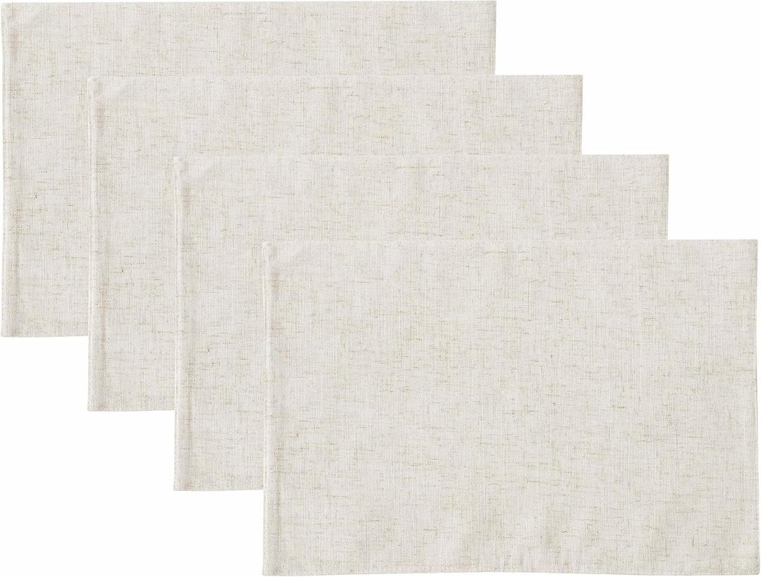 Laura Ashley Dothan Luxury Linen Blend Tablecloth for Formal Dining, Holiday, Wedding or Party, Set of 4 Placemats, Taupe