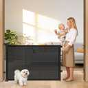 78" Retractable Extra Wide Baby Gates for Doorways, Long Mesh Dog Gate for Large Openings, Indoor Outdoor Pet Gate for Deck Porch Kitchens Hallways, 34" Height, Black