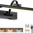 Tassuowell Battery Powered Picture Light with Remote and Timer,Full Metal Art Light with Swing Arm,12 Inch Dimmable,3CCT in One, Rechargeable Wall Lights for Display, Artwork, Canvas,Hallway (Black)