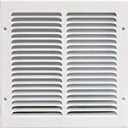 HVAC Premium 10'' x 8'' [Duct Opening] Flat Stamped Steel Return Air Grille - Sidewall and Ceiling - HVAC Vent Duct Cover - White [Outer Dimensions: 11.75''w X 9.75''h]
