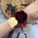 Burgundy Artificial Flowers Velvet Roses 25 PCS Real Look Silk Flowers with Stems for DIY Wedding Party Baby Shower Home Decoration(Burgundy)