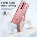 Case for Samsung Z Fold 5 5G 2023, One-Piece Upgraded Hinge Protection Case with Kickstand Anti-Scratch Protective Cover (Rose Gold)