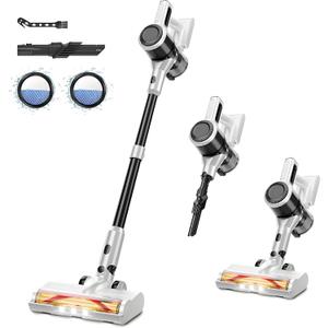 Cordless Vacuum Cleaner for Home - Lightweight, 30Kpa Stick Vacuum Clean with Rechargeable Battery, Max 45Mins Runtime, 8 in 1 Handheld Vacuum for Hardfloor & Carpets Pet Hair, White