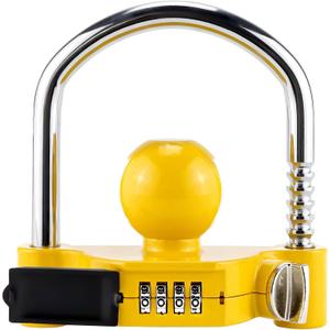 Cenipar Trailer Hitch Lock Universal with Combination Lock, Heavy-Duty Steel Tow Ball Coupler, Fits 1-7/8, 2, 2-5/16 Couplers, for Trailer Truck RV SUV Boat Yellow