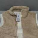 Gozoloma Womens Fleece Vest Zip Up Cap Sleeve Sherpa Jacket Loose Fit Inner Puffer Quilted Outwear with Waist Tie and Pockets Small