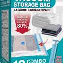 12 Pack Vacuum Storage Bags with Pump, Space Saver Vacuum Storage Bags, Vacuum Seal Bags for Clothing, Comfoters, Pillows, Blanket, Bedding