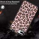 LETO for iPhone 8 Plus Case,iPhone 7 Plus Case,Flip Folio Leather Wallet Case Cover with Flower Designs for Girls Women,Card Slots,Protective Phone Shell Champagne Leopard