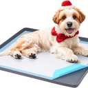 Pee Pad Holder for Dogs, Dog and Puppy Pee Pads Holder, 24"x24" Non-Slip & Leak-Proof & Portable Silicone Mat with Raised Edge Design, Square Puppy Potty Training Tray for Home Floor Protection(Grey) (Gray)