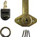 Desk Drawer Lock,Zinc Alloy Antique Bronze Cabinet Locks,Desk Locks for Drawers with key-7/8 (.875") Bore,keyed Gun/File Cabinet Lock kit,Filing Dreeser Replacement,Includes Trim Ring,Matching Screws