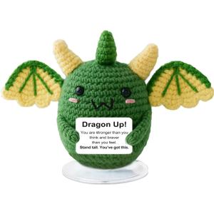 Inspirational Gifts for Women,Cute Mini Crochet Dragon with Affirmations Cards for Home/Office Decor, DragonGifts for Him Her,Motivational Gifts for Birthday Holiday Friends Coworkers