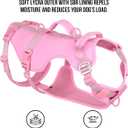 Escape Proof Dog Harness,Lightweight Full Body Harness for Walking Running Traning Hiking, Adjustable No Pull Pink Dog Harness with Lift Handle and 3 Leash Clip for Medium Large Dogs,Pink
