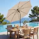 JEAREY 9FT Outdoor Patio Umbrella,Market Table Umbrella with 8 Fiberglass Ribs, Pool Umbrella with Tilt and Crank, UV Protection Lightweight & Wind-Resistant for Lawn, Garden, Deck and Backyard, Beige