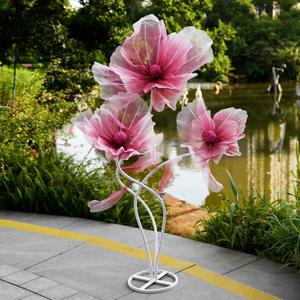 Giant Flowers for Decoration,66.9" Tall Floor Standing Life Size Silk Flower Decor - 3 Large Artificial Flowers with Stand for Wedding Reception, Party Banquet Background, Home Decor (Pink)
