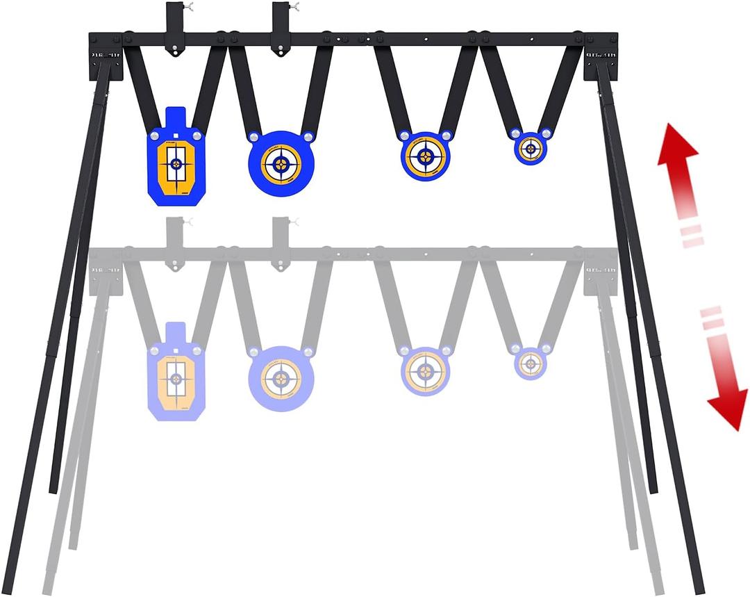 Atflbox AR500 Steel Target for Shooting Stand System Set, 63 Inch Adjustable Height, 3/8 Inch Thick Silhouette and Gong Targets, 10pcs Paper Targets and Target Holder Expansion Kit, 7''x12'' torso silhouette and 4''/6''/8'' gongs