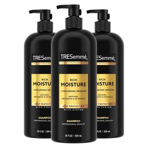 TRESemm Rich Moisture Hydrating Shampoo 3 Count for Dry Hair Formulated With Pro Style Technology 28 Fl Oz