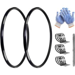 Wheelchair Tires 24”x1”,Wheelchair Rear Wheel Replacement Tire, Universal Flat Free Polyurethane Tire, Urethane Foam, Pyramid Shape, W/Tools and Ties, Universal Replacement 24"tire Parts(1Pir, Black)