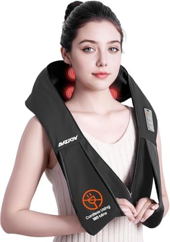 AMZPONY® Cordless Neck Massager for Pain Relief Deep Tissue, Rechargeable Shiatsu Neck and Back Massager with Heat Kneading Shoulder Massage for Body Muscle Pain Relief,Gifts for Dad Mom Friends