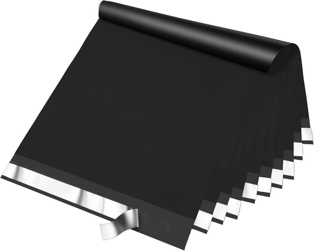 Fuxury Poly Mailers 14.5x19 Inch 50 Pcs, Waterproof Shipping Bags for Clothing, Strong Adhensive Shipping Envelopes for Small Business Suppliers, Self Seal Mailers Poly Bags Mailing Envelopes Black