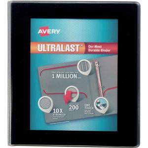 AVERY 1.5" ULTRALAST 3 Ring Binder, One Touch Slant Ring, Holds 8.5" x 11" Paper, 1 Black Binder
