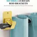 Adhesive No Drill Curtain Rod Brackets - Heavy Duty 30LB Holders for Bathroom Bedroom Kitchen, Universal Damage-Free Window Rod Hooks with Nail-Free Installation (8PC Gold)