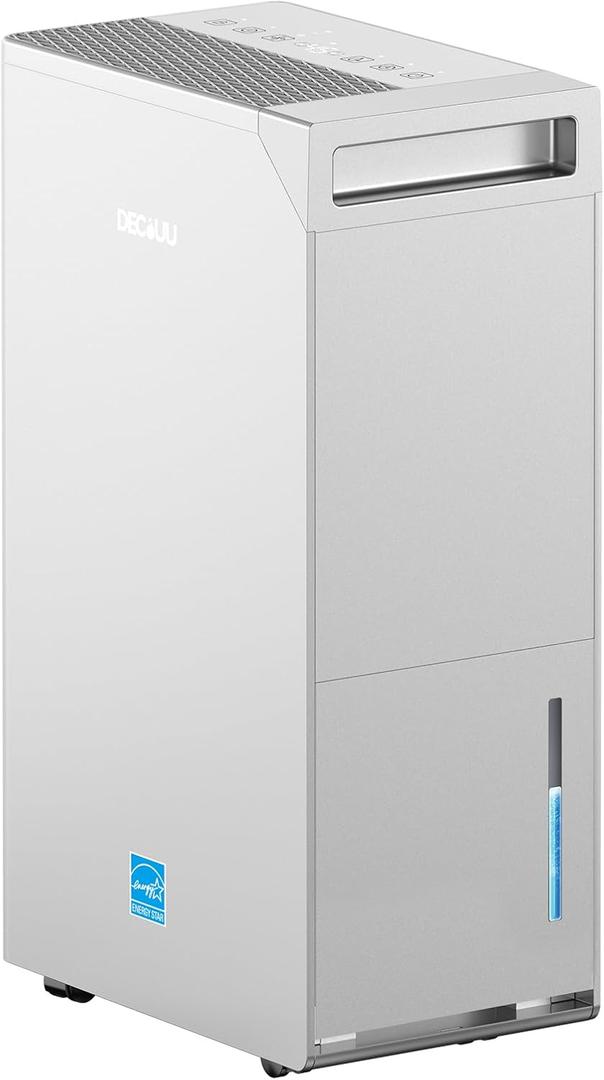 5000 Sq.Ft Energy Star Most Efficient 2024 Dehumidifier, DECIUU Max 100 Pint Dehumidifier for Basement with Drain Hose, Intelligent Humidity Control for Home Bathroom Garage Bedroom (Grey)
