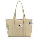 2 x CTWWFS Large Tote Bag for Women, Nylon Lightweight Tote Bag with Zipper, Work Tote with 15.6" Laptop Sleeve, Nurse Teacher Bag for Work & College (Brown)