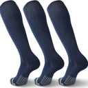 3 Pack Soccer Socks Softball Baseball Football Socks for Youth Men and Women (Medium, Navy Blue)
